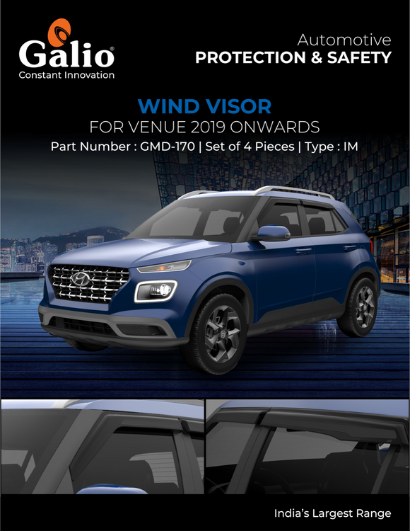 Galio Wind Visor For Hyundai Venue 2019 Onwards - Set of 4 Pcs.