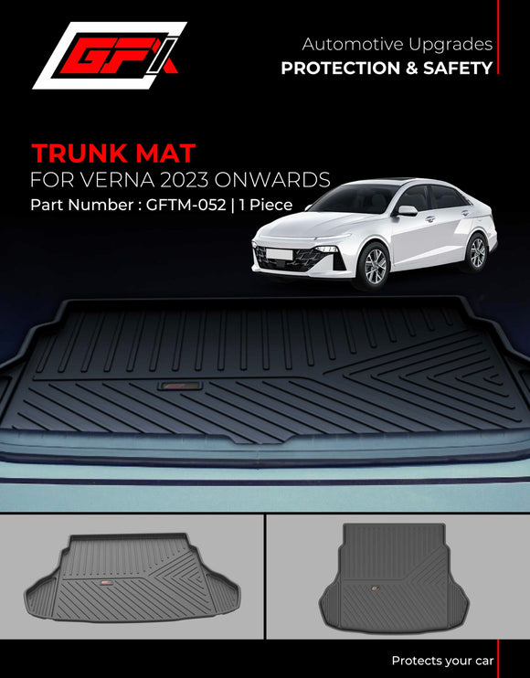 GFX Rear Tray Trunk or Boot Mat Compatible With Hyundai Verna 2023 Onwards, Black
