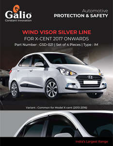 Galio Silver Line Door Wind Visor Compatible With Hyundai Xcent 2017 Onwards - Set of 4 Pcs.