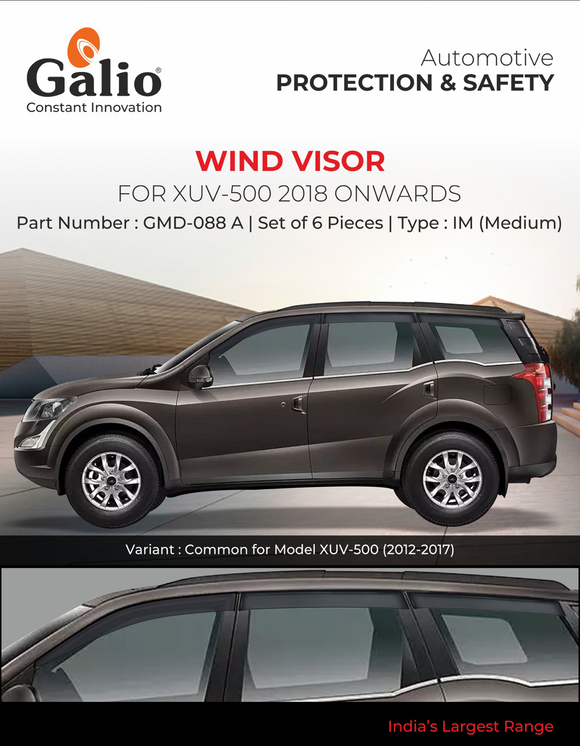 Galio Wind Visor For Mahindra XUV 500 2018 Onwards - Set of 6 Pcs.