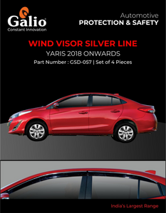 Galio Silver Line Door Wind Visor Compatible With Toyota Yaris - Set of 4 Pcs.