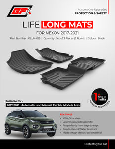GFX Car Floor Mats Premium Life Long Foot Mats Compatible with Tata Nexon (2017-2021) - Manual & Automatic/EV