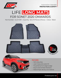 GFX Car Floor Mats Premium Life Long Foot Mats Compatible with Kia Sonet 2020 Onwards