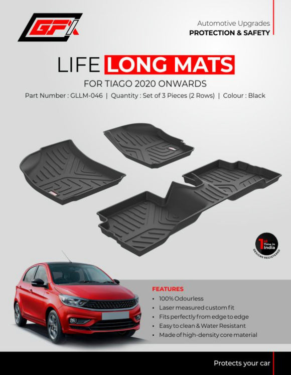 GFX Car Floor Mats Premium Life Long Foot Mats Compatible with Tata Tiago 2020 Onwards
