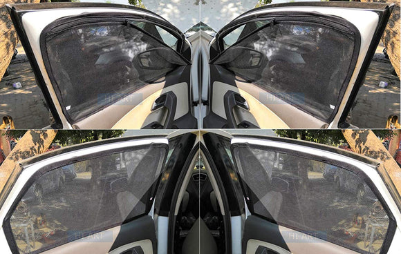 Magnetic Side Window Zipper Sun Shade Compatible with Maruti Suzuki Wagon R (2006-2010), Set of 4
