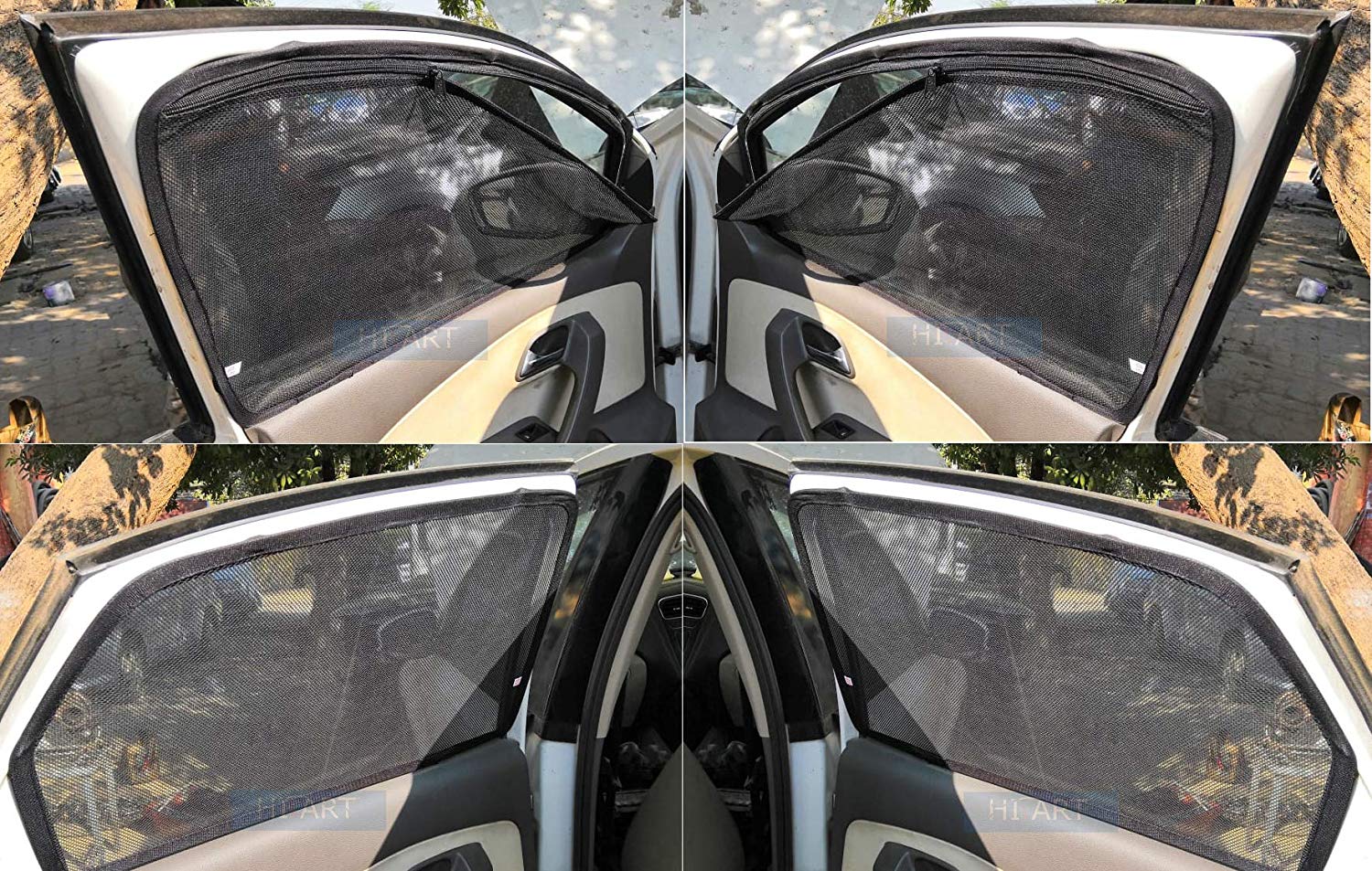 Magnetic Side Window Zipper Sun Shade Compatible with Tata Nexon, Set –