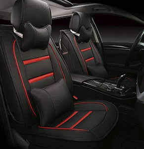 Leatherette Custom Fit Front and Rear Car Seat Covers Compatible with Maruti Ciaz, (Black/Red)