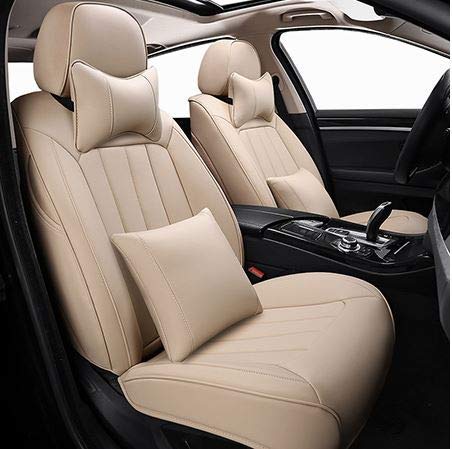 Leatherette Custom Fit Front and Rear Car Seat Covers Compatible with Hyundai Verna Fluidic (2011-2016), (Beige)