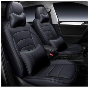 Leatherette Custom Fit Front and Rear Car Seat Covers Compatible with Hyundai i10, (Black)