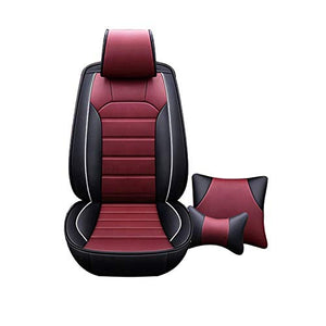 Leatherette Custom Fit Front and Rear Car Seat Covers Compatible with Hyundai Verna (2017-2020), (Black/Cherry)