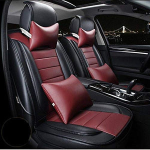 Leatherette Custom Fit Front and Rear Car Seat Covers Compatible with Tata Zest, (Black/Cherry)
