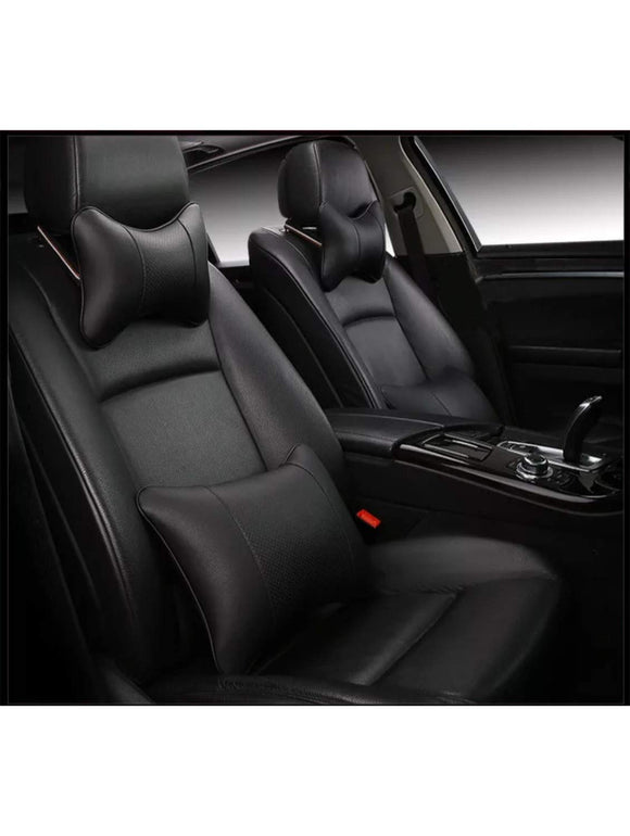 Leatherette Custom Fit Front and Rear Car Seat Covers Compatible with Hyundai Aura, (Black)