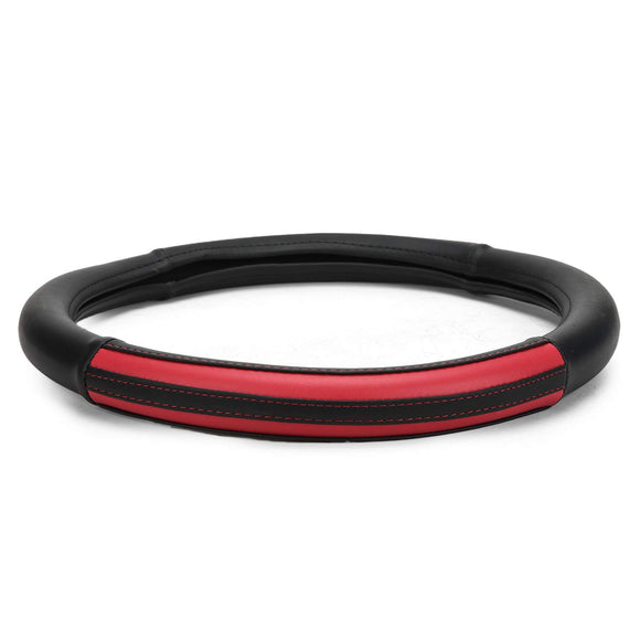 ExtraGrip2stripe Anti-Slip Car Steering Wheel Cover Compatible with Toyota Qualis, (Black/Red)