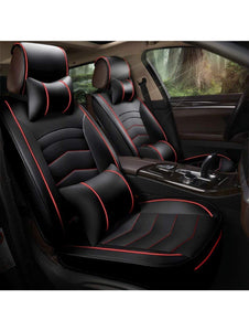 Leatherette Custom Fit Front and Rear Car Seat Covers Compatible with Tata Tigor, (Black/Red)