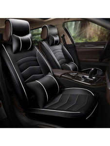 Leatherette Custom Fit Front and Rear Car Seat Covers Compatible with Ford Freestyle, (Black/White)
