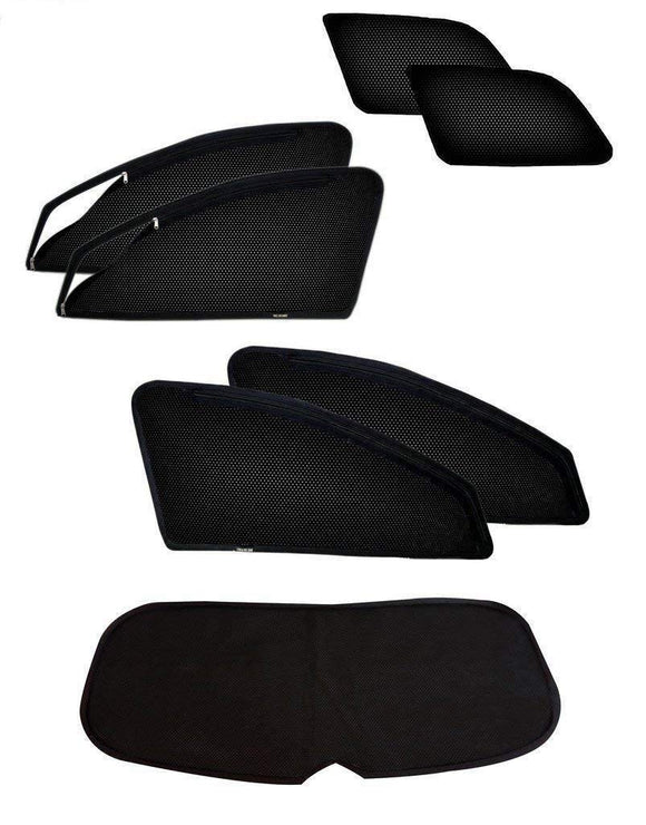 ZipCombo Side Window Magnetic Zipper Sun Shades with Rear Window Sun Shades Compatible with Mahindra TUV 300, Set of 7