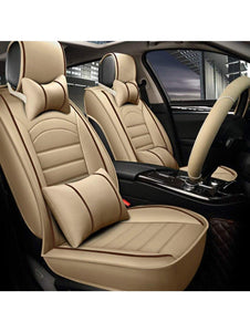 Leatherette Custom Fit Front and Rear Car Seat Covers Compatible with Tata Tiago, (Beige/Coffee)