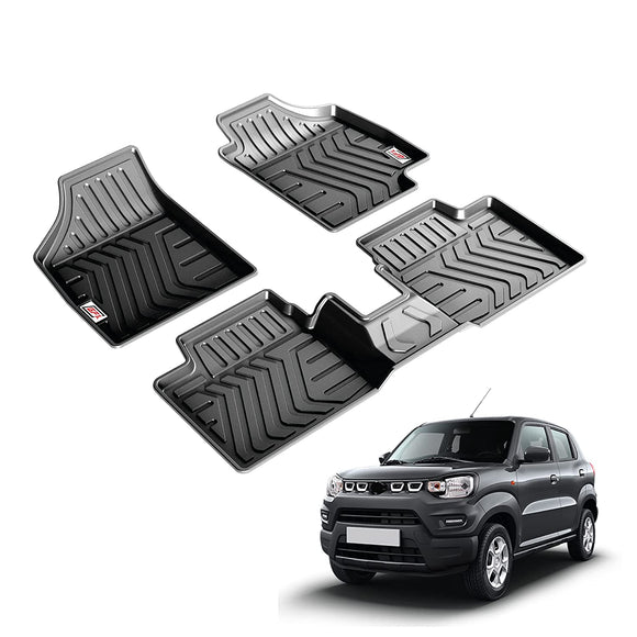 GFX TPV Passenger Car Floor Mats Premium Life Long Foot Mats Compatible with S Presso 2019-2021 - Black