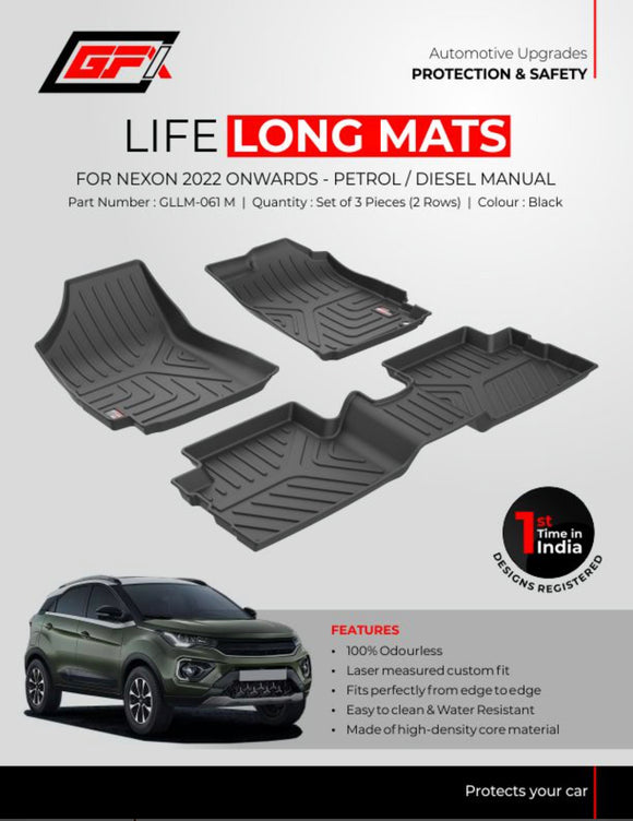 GFX Car Floor Mats Premium Life Long Foot Mats Compatible with Tata Nexon 2022 Onwards